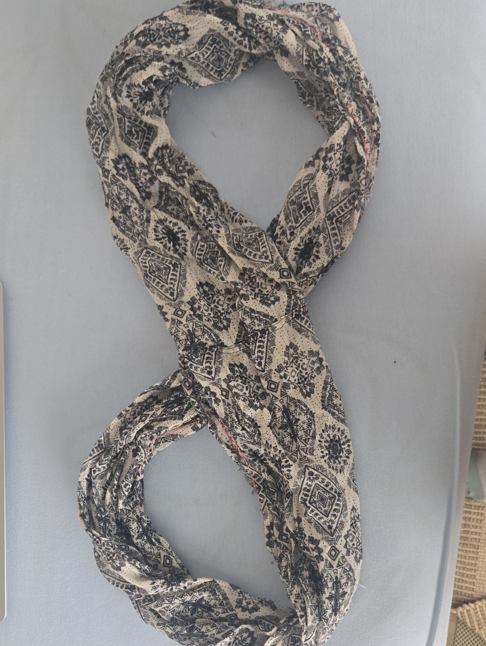 Lightweight Black and Cream Patterned Women's Scarf